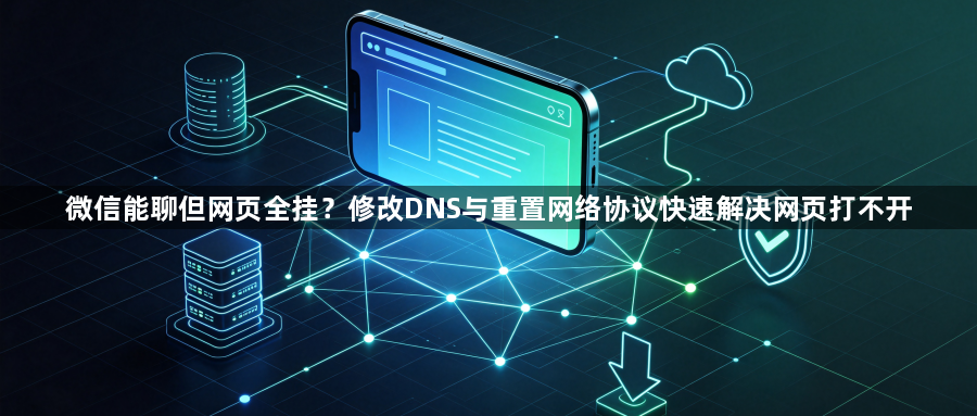 微信能聊但网页全挂?修改DNS与重置网络协议快速解决网页打不开1