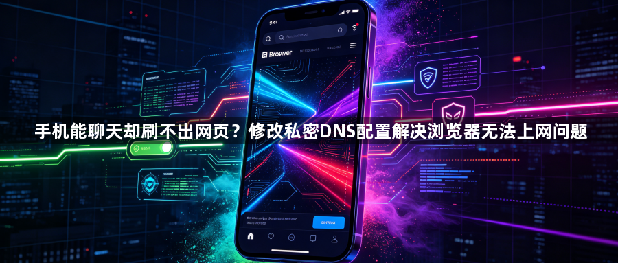 手机能聊天却刷不出网页?修改私密DNS配置解决浏览器无法上网问题1