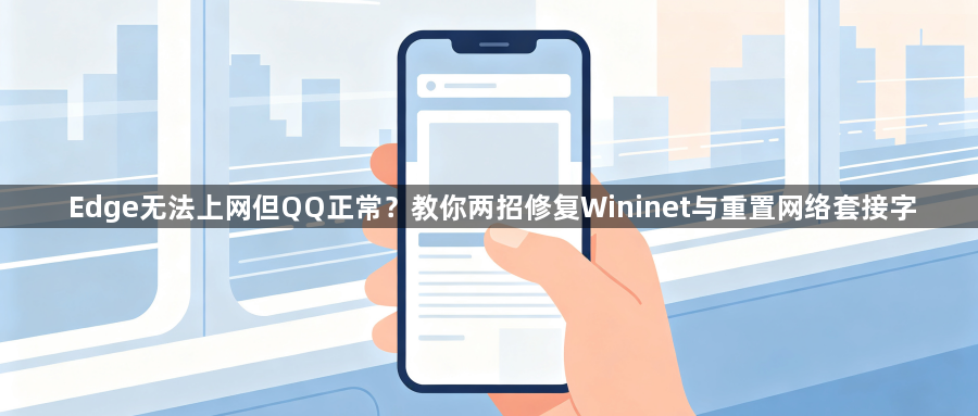 Edge无法上网但QQ正常？教你两招修复Wininet与重置网络套接字1