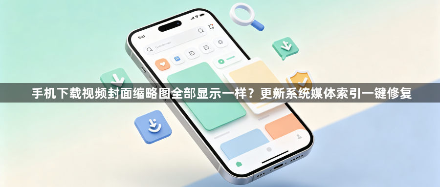 手机下载视频封面缩略图全部显示一样？更新系统媒体索引一键修复1